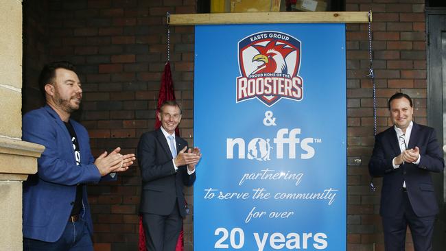 Matt Noffs, Bruce Notley-Smith and East Leagues Club CEO Scott Bennetts officially open the renovated Randwick home of the Ted Noffs Foundation and launch its Street University initiative. Picture: John Appleyard