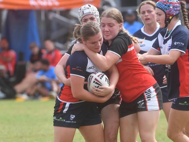 Kirwan State High School hosts St Patrick's College, Mackay, in round 1 of the 2025 Aaron Payne Cup. Senior Girls. Picture: Evan Morgan