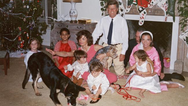 U.S. President John F. Kennedy and First Lady Jacqueline Kennedy pose with their family on Christmas Day at the White House, Washington in 1962. Picture: John F. Kennedy Library/Courtesy of Getty Images