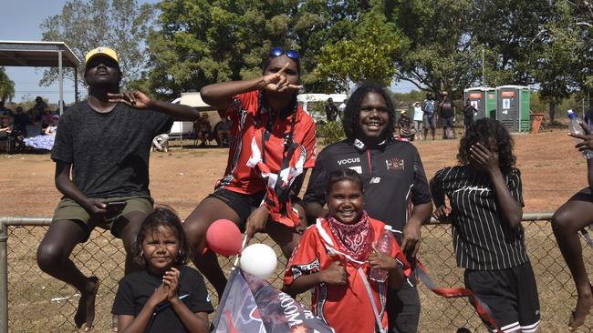 Pumarali Thunder fans at the Tiwi Island Football League grand final between Tuyu Buffaloes and Pumarali Thunder. Picture: Max Hatzoglou