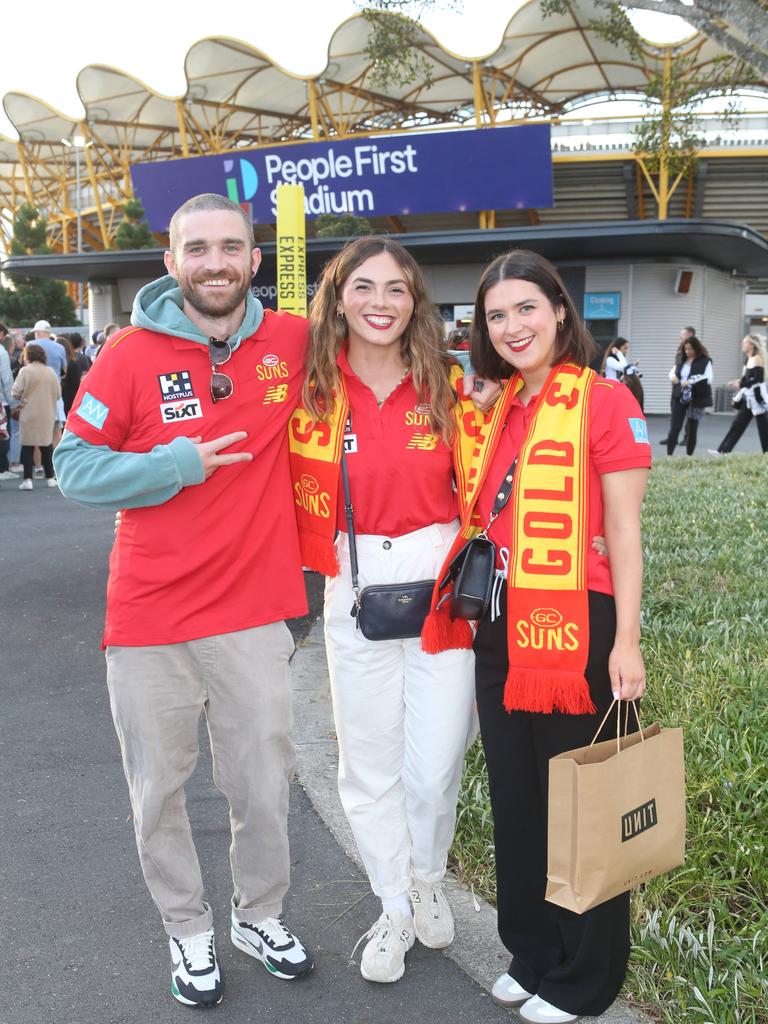 Gold Coast Suns vs. Collingwood. Gerard Corr, Jorja Dimopoulos and Emma Witheriff. 29 June 2024 Carrara Picture by Richard Gosling