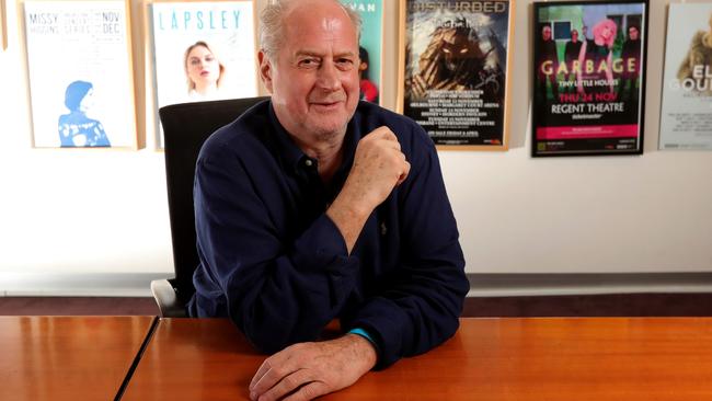 Music promoter Michael Gudinski in his Melbourne office. Picture: Stuart McEvoy/The Australian.