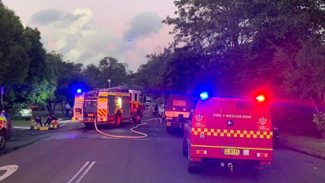 Emergency services at the scene of a building fire in Browning Street, Byron Bay on May 24, 2021. Picture: Javier Encalada