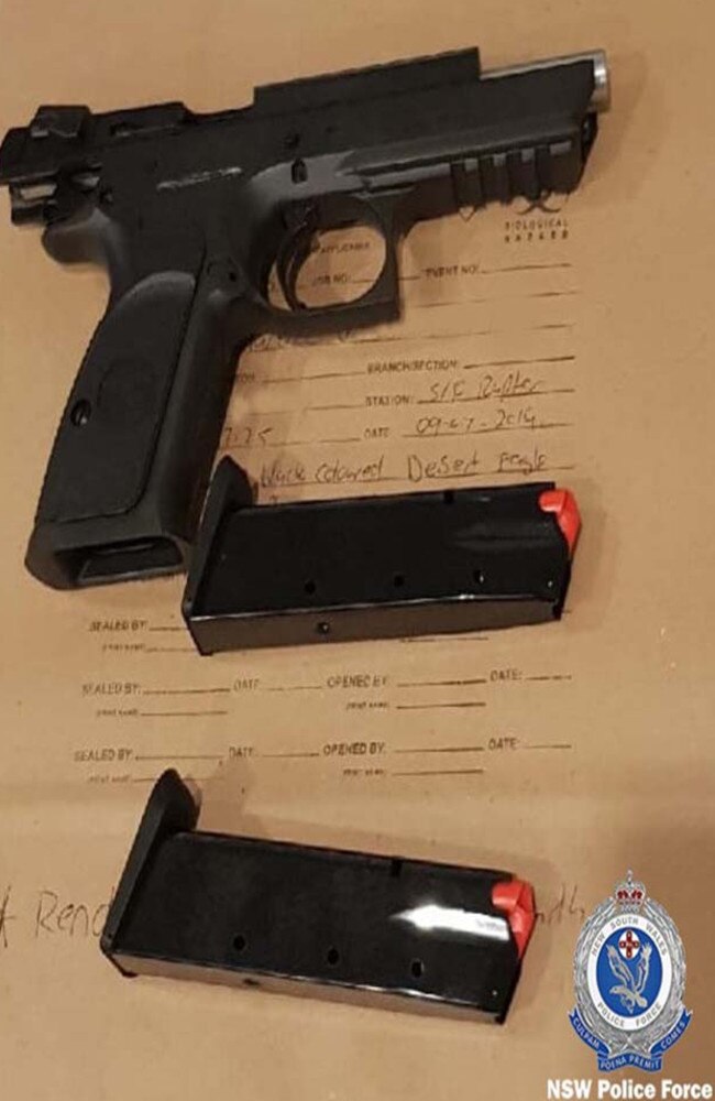 Police seized a Desert Eagle among three unlicensed firearms when they raided CV’s Elizabeth Hills home.