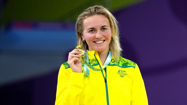 Ariarne Titmus winning gold at the 2022 Commonwealth Games in Birmingham. (Photo by Tim Goode/PA Images via Getty Images)