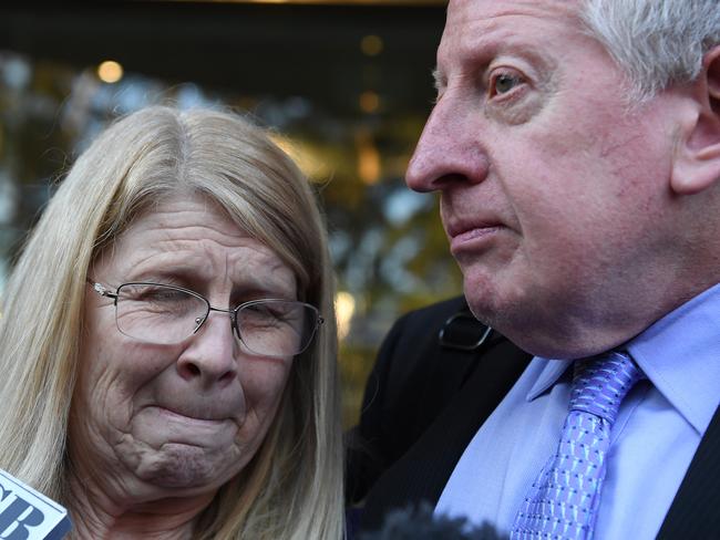 Faye Leveson and husband Mark at the coronial inquest into the death of their son Matt. Picture: David Moir