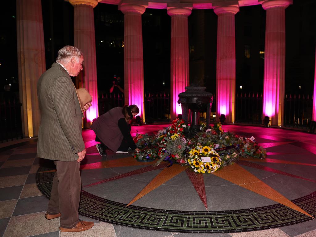 A member of the public during the ANZAC Day Dawn Service held in Brisbane. Picture: NCA NewsWire/Tertius Pickard