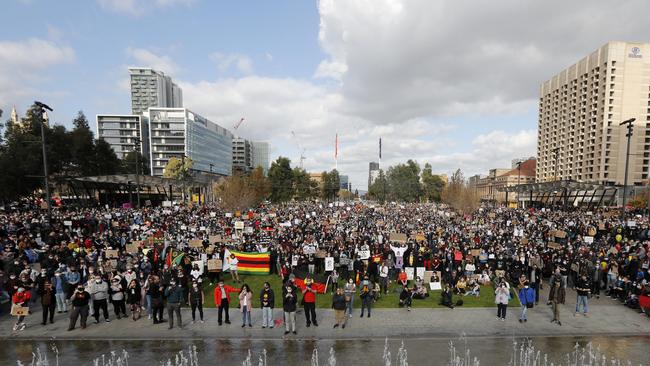 Images from the Black Lives Matter protest in Adelaide’s Victoria Square. Picture: Kelly Barnes