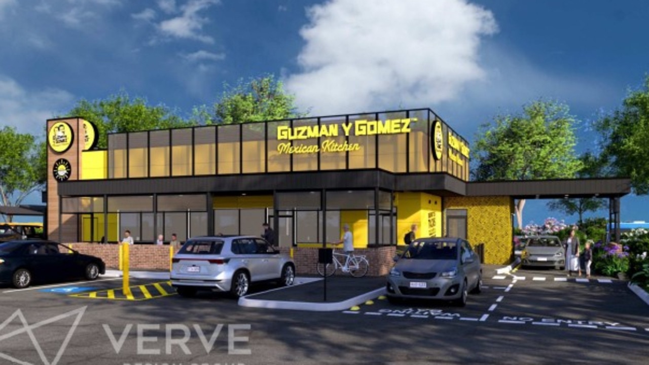 Artist's renders of the Guzman y Gomez outlet proposed for Sippy Downs. Photo: Verve Design Group