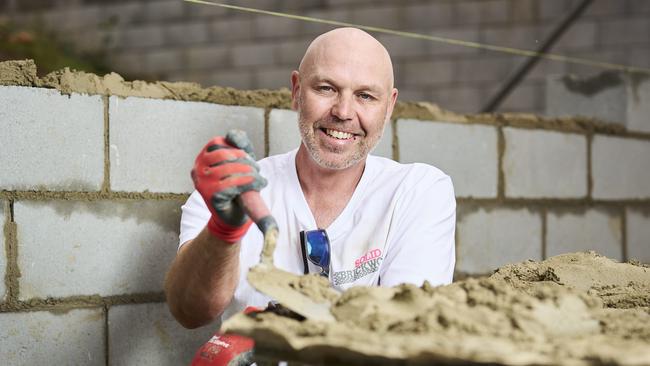 Tim Parish from Solid Brickworx working on a project in Mitcham, Friday, Oct. 18, 2024. Picture: Matt Loxton