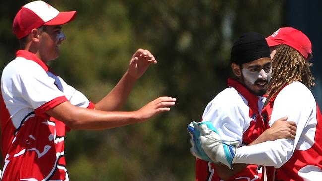 Melton celebrates a wicket during its win over Taylors Lakes. Picture: Hamish Blair