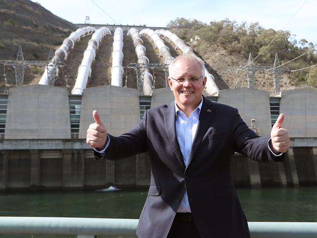 PM Scott Morrison  visiting the Snowy Hydro Tumut 3 Power Station, in NSW. Picture Kym Smith