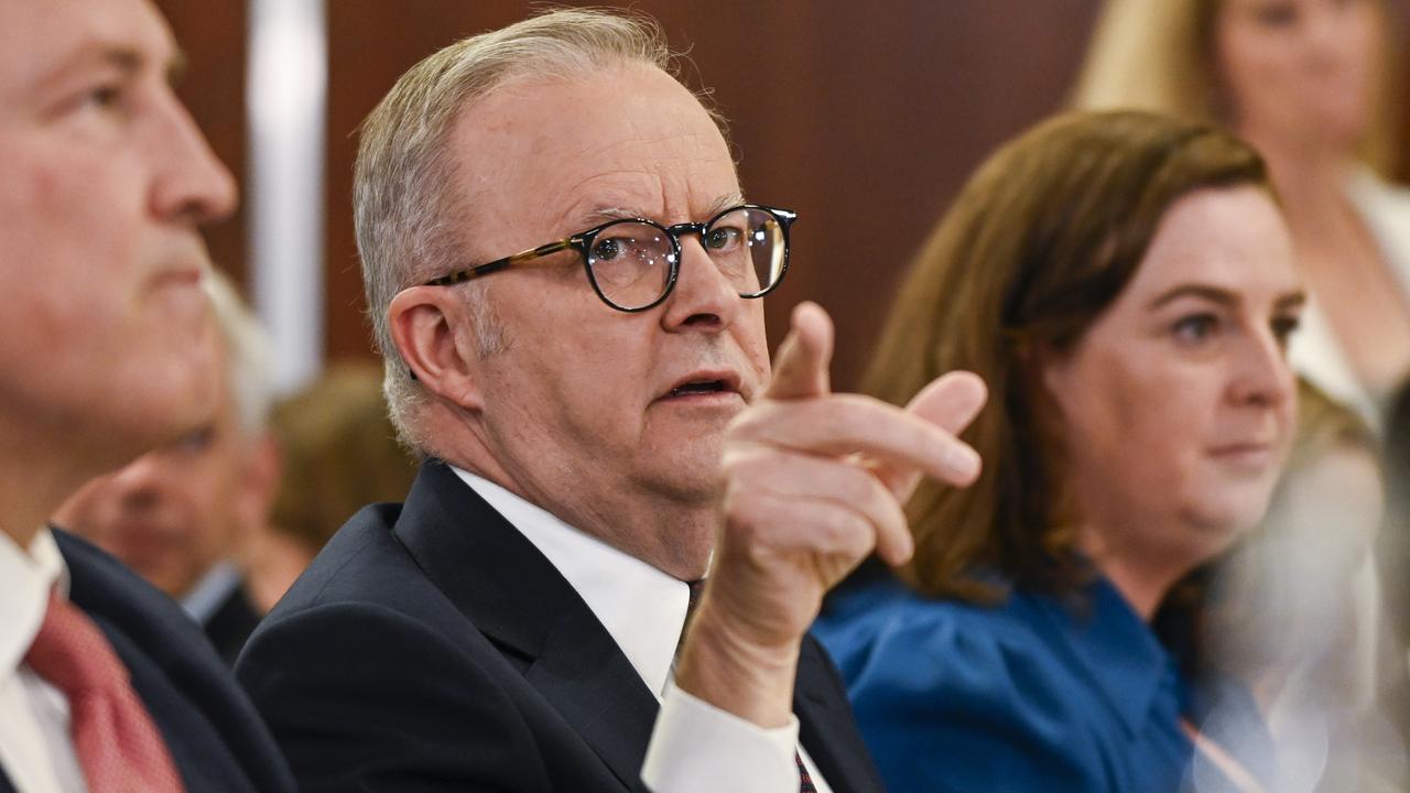 Prime Minister Anthony Albanese addresses the National Press Club of Australia in Canberra. Picture: NewsWire / Martin Ollman