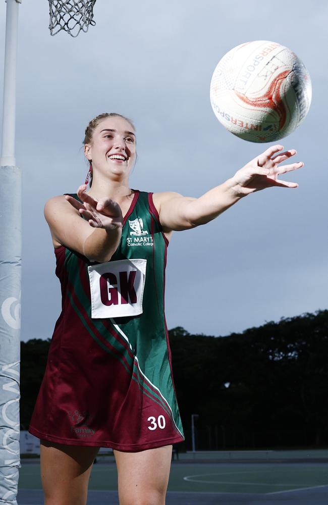 St Mary's netballer Charlotte Jonsen was named in the QISSN team of the tournament in the Queensland Independent Secondary Schools Netball carnival, held in Brisbane from June 25 to 30. Picture: Brendan Radke