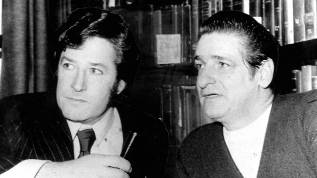 Steve Dunleavy, left, with the “Boston Strangler”: murderer Albert De Salvo in 1970s. Picture: Supplied