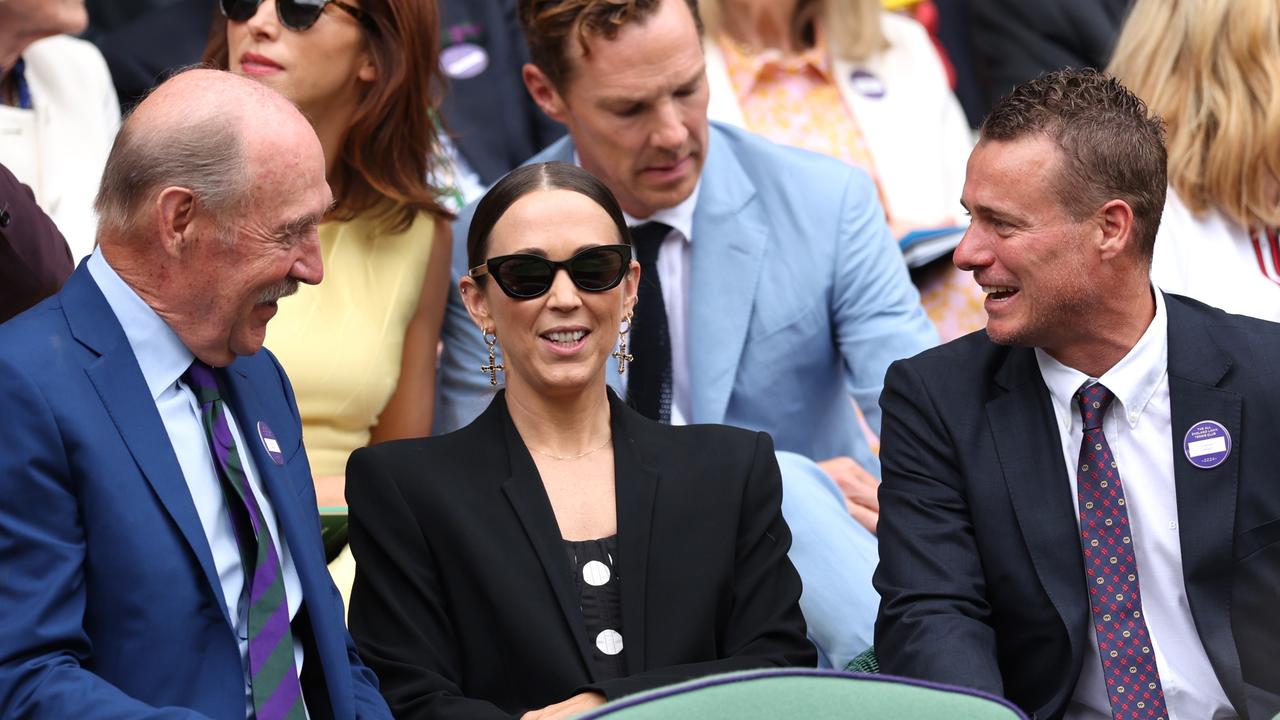 Her husband Lleyton was there too, and was seen chatting to some tennis pals. Picture: Clive Brunskill/Getty Images