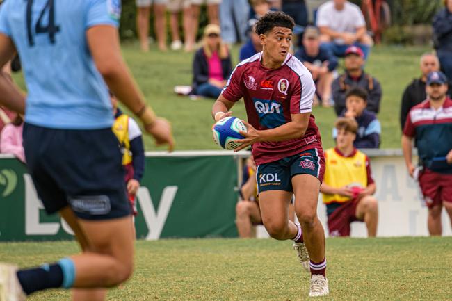 Pierre Poluleuligaga. Super Rugby Under-16 action between the Queensland Reds and New South Wales Waratahs. Picture courtesy of James Auclair.