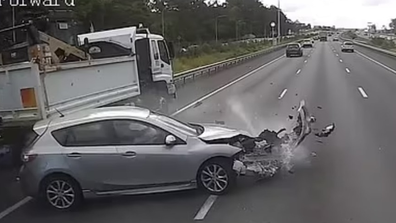 P-plate Mazda wrecked in two-truck crash on Bruce Highway | Daily Telegraph