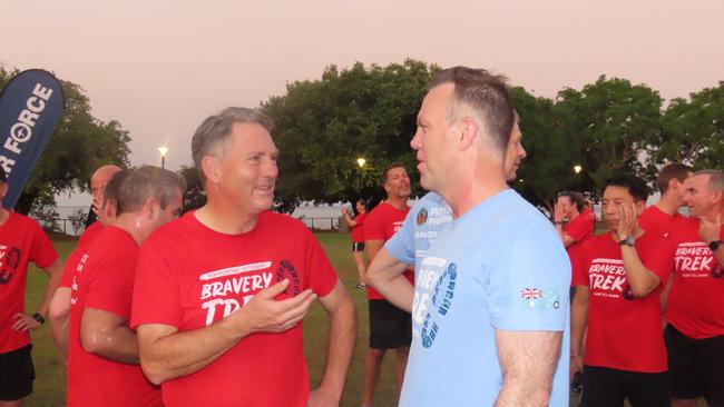 Deputy Prime Minister Richard Marles interacting with participants after the Bravery Trek run.