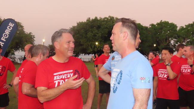 Deputy Prime Minister Richard Marles interacting with participants after the Bravery Trek run.