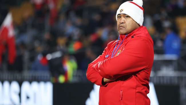 Tongan head coach Toutai Kefu annouced he and his children had been released from hospital on Wednesday. Picture: Phil Walter/Getty Images