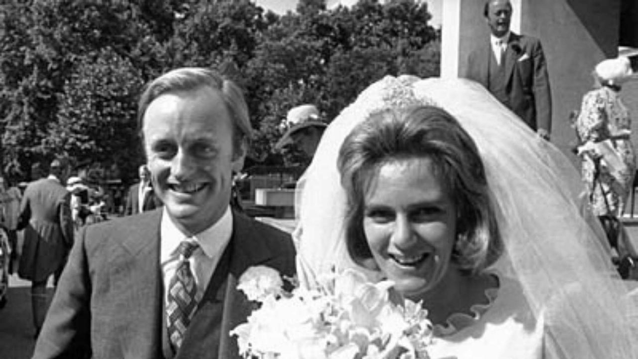 Captain Andrew Parker Bowles with Camilla Shand on their wedding day in 1973