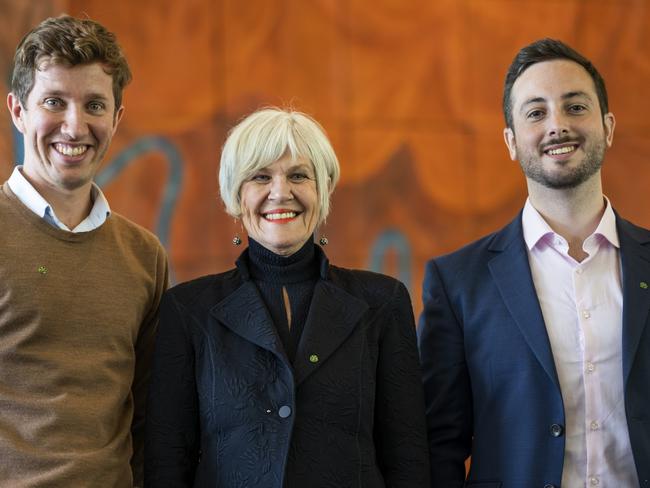 CANBERRA, AUSTRALIA - NewsWire Photos June 28, 2022: Queensland Greens Max Chandler-Mather MP for Griffith, Elizabeth Watson-Brown MP for Ryan and Stephen Bates MP for Brisbane at Parliament house, Canberra. Picture: NCA NewsWire / Martin Ollman