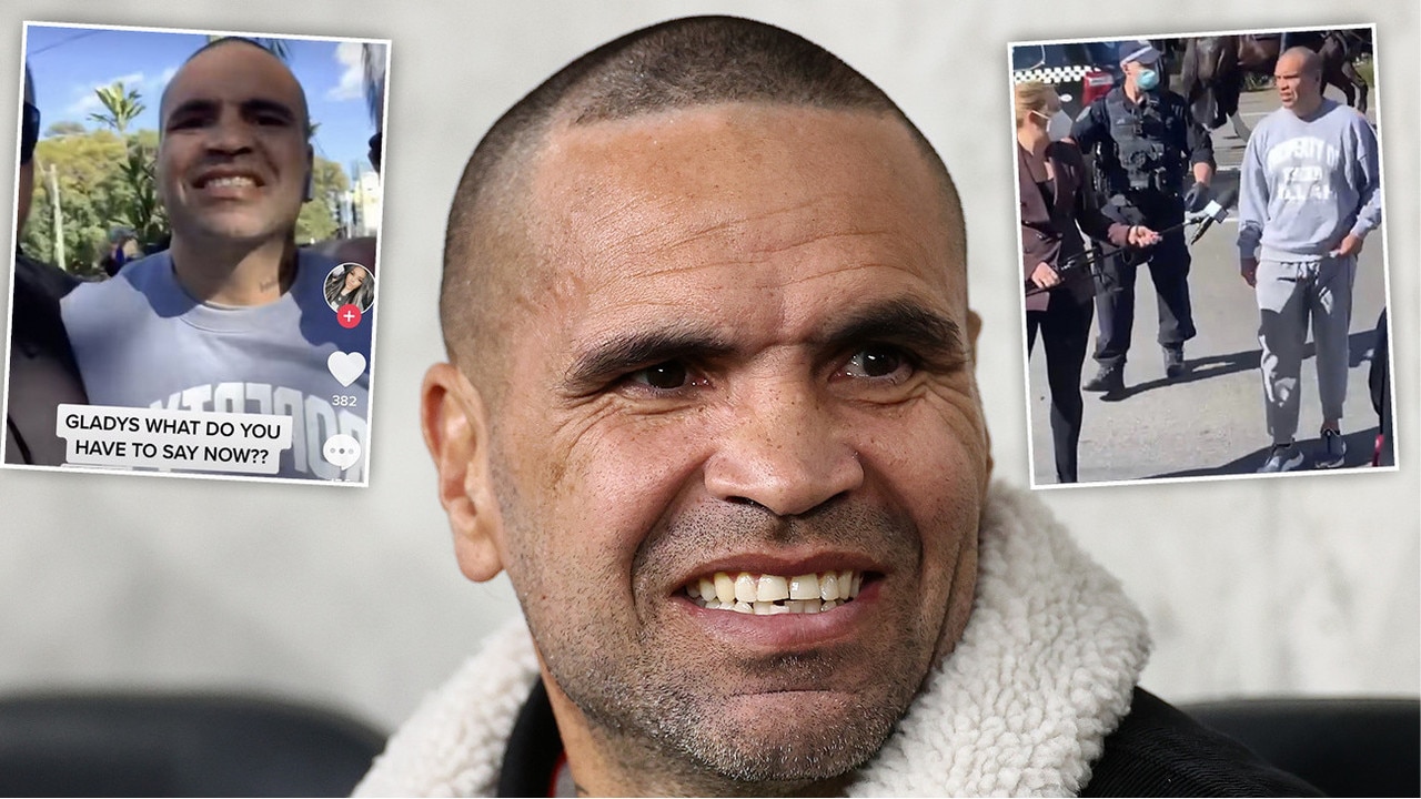 Anthony Mundine at the anti-lockdown rally in Sydney.