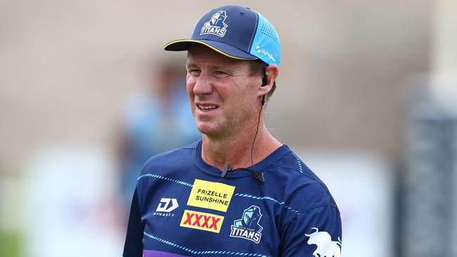 Head coach Justin Holbrook during a Gold Coast Titans NRL training session at Cbus Super Stadium on February 02, 2023 in Gold Coast, Australia. (Photo by Chris Hyde/Getty Images)