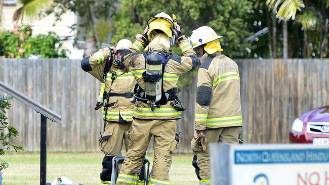 Emergency services needed to work quickly to prevent a car fire from damaging a home after being called to a car fire on Yoolantie St, Vincent. PICTURE: MATT TAYLOR.