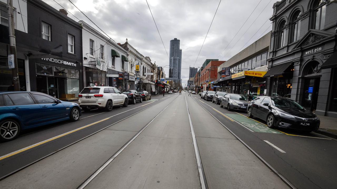 An empty Chapel Street in the heart of Melbourne. Picture Jay Town