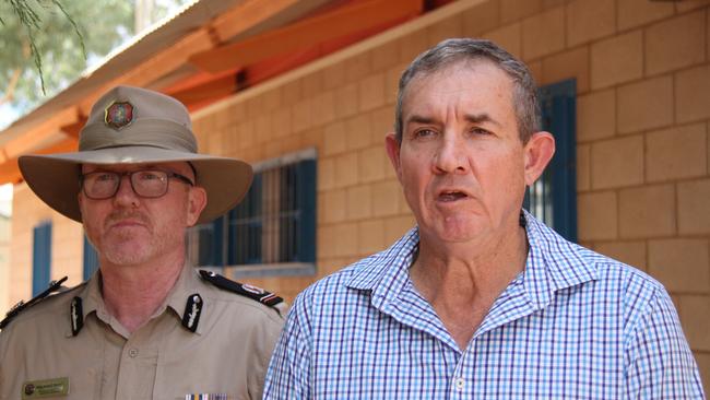 NT Deputy Chief Minister Gerard Maley and NT Corrections Assistant Commissioner Michael Hebb in Alice Springs. Picture: Gera Kazakov