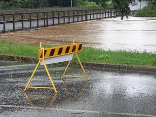 Simes Bridge is close to going under floodwater.