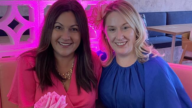 (L-R) Susan Marinos and Karlie Hart enjoying the Melbourne Cup at Jensens Restaurant in Kareela Village. Picture: Ashleigh Tullis