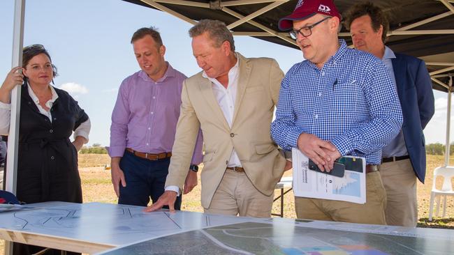 Dr Andrew Forrest on Sunday announcing the biggest hydrogen electrolyser plant to be built in Gladstone. Photo William Debois