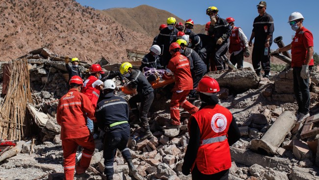 Local and international crews are searching under piles of rubble for any signs of life, about 72 hours after the quake hit. Picture: Alejandro Martinez Velez/Anadolu Agency via Getty
