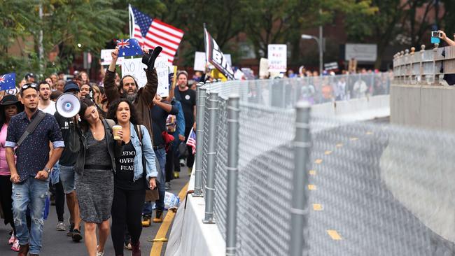 People march in protest against NYC's coronavirus vaccine mandate that went into effect on October 4 for public school employees. Picture: Michael M. Santiago/Getty Images/AFP