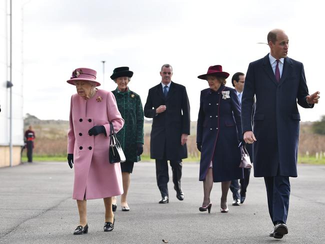 The Queen and Prince William adhered to social distancing but did not wear masks. Picture: /Getty Images