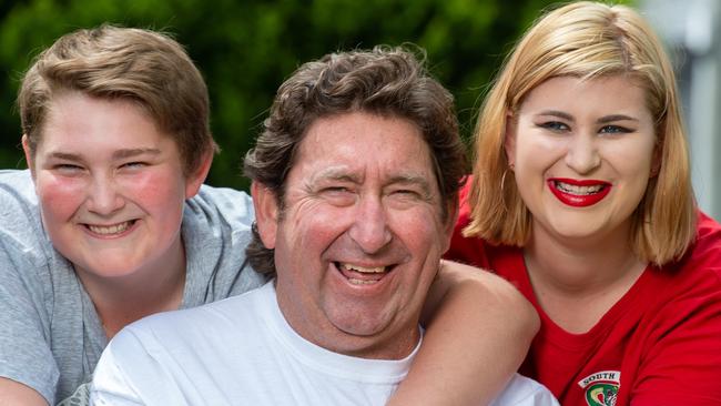 Vic Apostol and his two teenage kids; daughter Kateesha, 17 and son Jake, 13. Bariatric surgery allowed him to get his new heart, a lifesaving gift for him and his family. Picture Jay Town