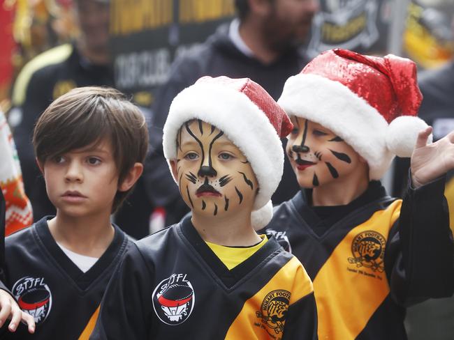 Hobart Junior Football Club players at last year’s Christmas pageant. Picture: Nikki Davis-Jones