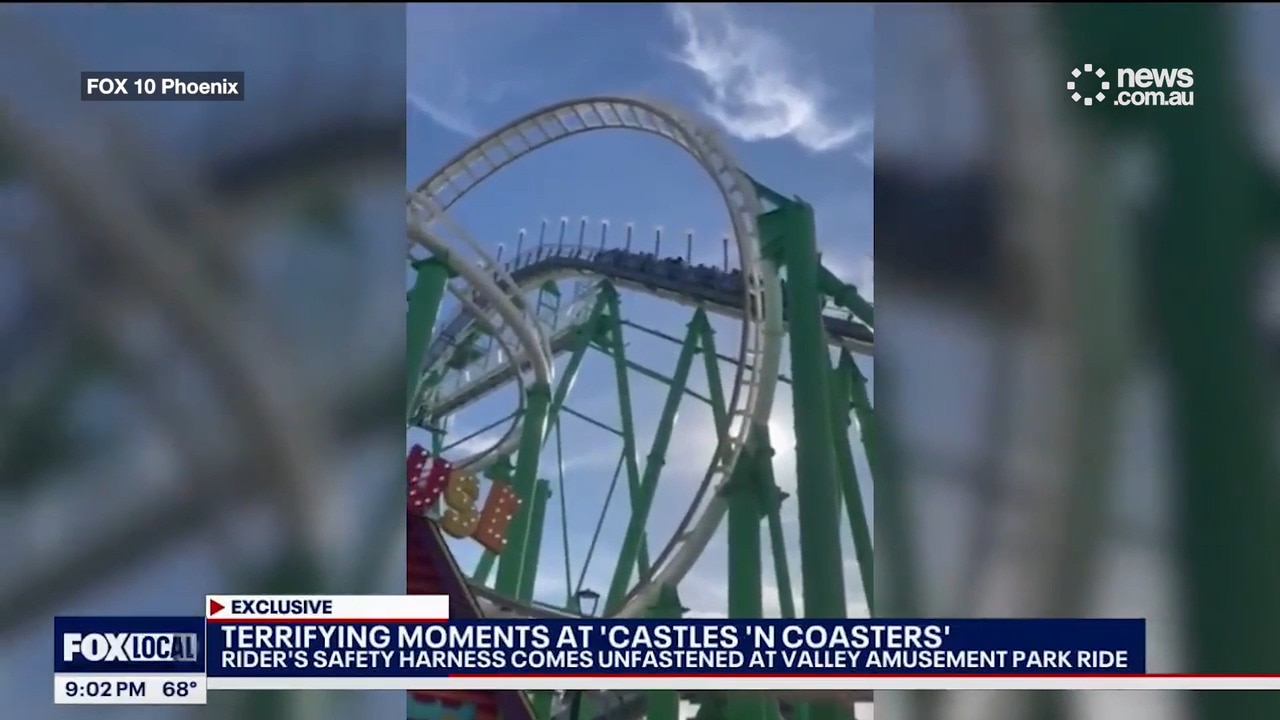 Man climbs out of moving roller coaster