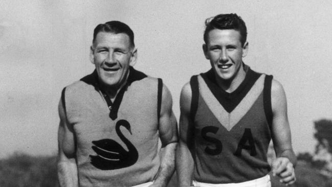 Richmond legend Jack Dyer with his son Jack Dyer Jr.