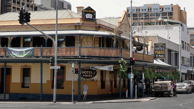 A file picture of the Rosemont Hotel on Hindley Street just after it closed earlier this year. Picture Dean Martin.