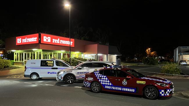 Police at the scene near Red Rooster. Picture: Keith Woods