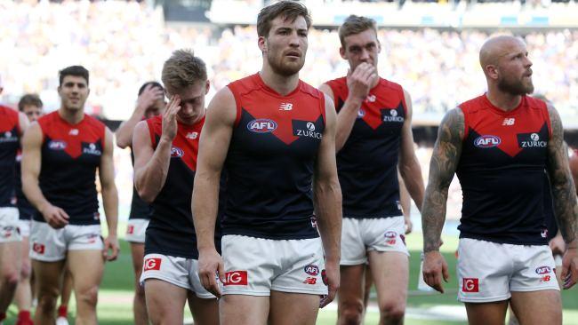 Jack Viney leaves the field after the preliminary final loss. Picture: Michael Klein