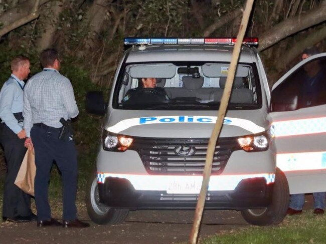 Police at a Brisbane park where a teenager died after suffering a fatal gunshot wound. Picture: David Clark