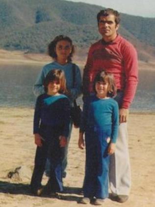 Sisters Lizzy, Dimmy and Maria Kotronakis with their father Peter.