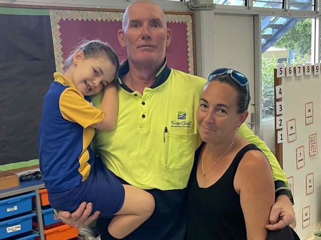 Mel, Jay and Charlie Devlin at Torquay State School for Charlie’s first day of Prep.