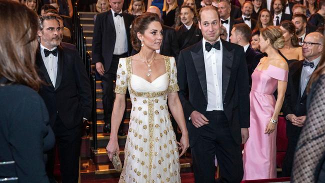 Britain's Prince William, Duke of Cambridge (centre right) and Britain's Catherine, Duchess of Cambridge (centre left) attend the BAFTA British Academy Film Awards at the Royal Albert Hall in London on February 2, 2020. (Photo by Jeff Gilbert / POOL / AFP)