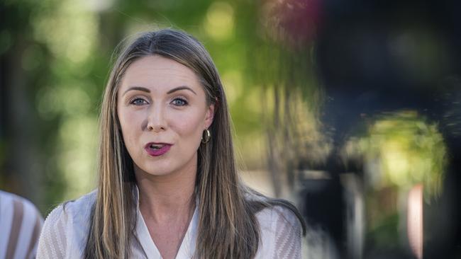 Housing Minister Meaghan Scanlon — “The LNP in government commenced zero housing projects”. Picture: Glenn Campbell.